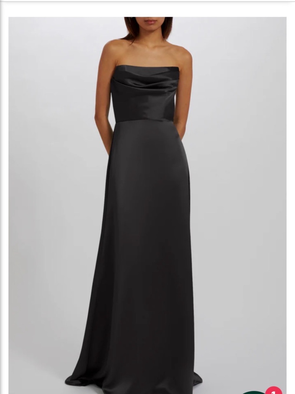 Amsale Strapless Black Satin Column Gown